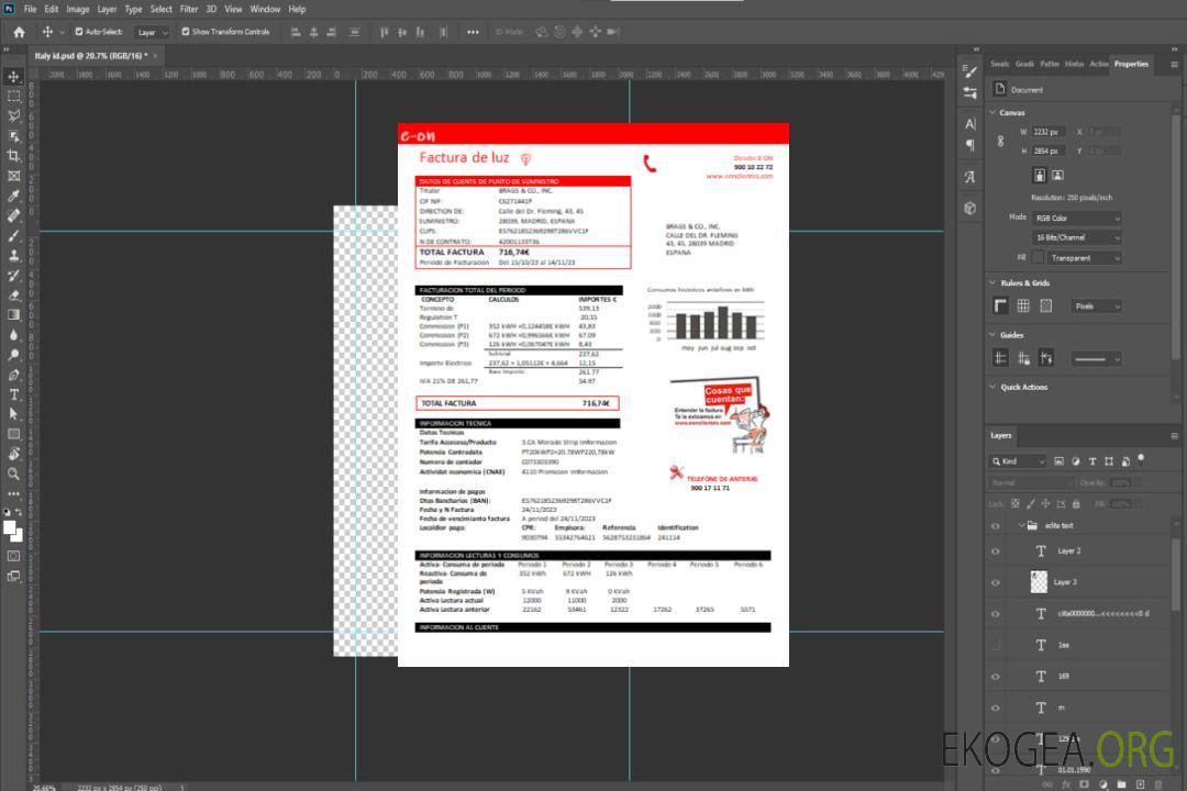 Facture commerciale du service public d'électricité d'E.ON Espagne, SCR template Facture commerciale du service public d'électricité d'E.ON Espagne, SCR template